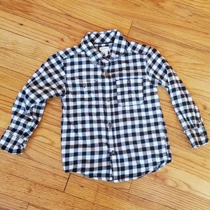 4T Carter's White & Black Flannel Button Down